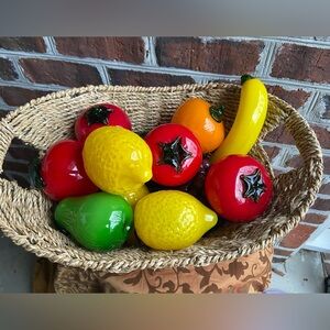 13 Pieces of Vintage Murano-style, hand-blown glass fruit, EUC